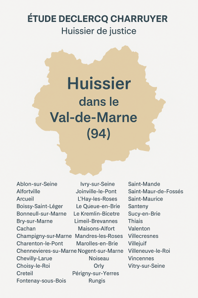 Huissier Val de Marne Sucy en Brie 