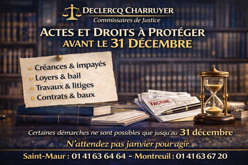 Faire appel à un commissaire de justice pour protéger ses droits avant le 31 décembre 2025