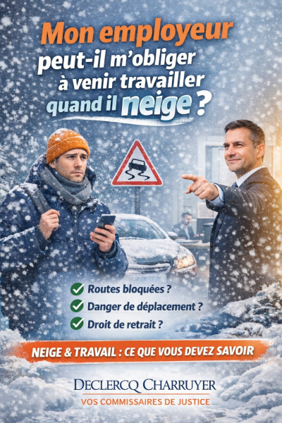 Commissaire de justice à proximité vous explique les règles de travail en cas de neige 