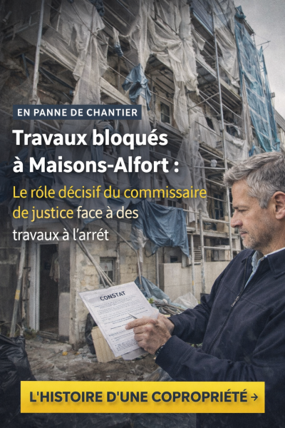 Travaux bloqués à Maisons-Alfort : constat par un commissaire de justice dans une copropriété